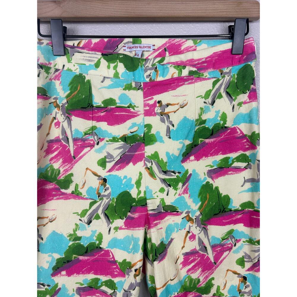 Frances Valentine Lucy Stretch Botanical Bash Cropped Pants Sz 4 Preppy Coastal - Picture 4 of 7